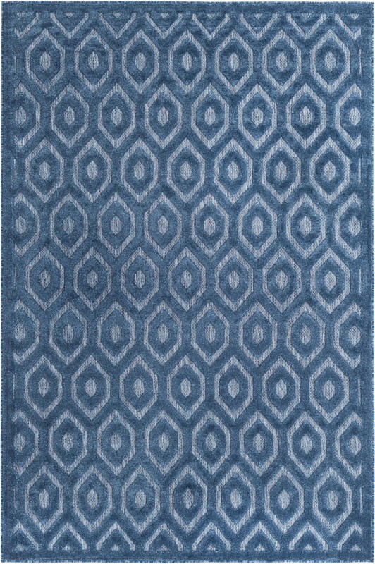 6' x 9' Roanoke · Lattice Outdoor Rug, navy and blue
