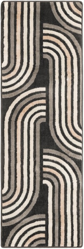 2' x 6' Parkes · Geometric arch rug, charcoal and beige