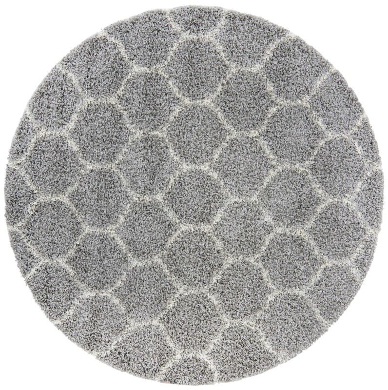 6' x 6' Barnett · Lattice Shag Rug, gray and ivory