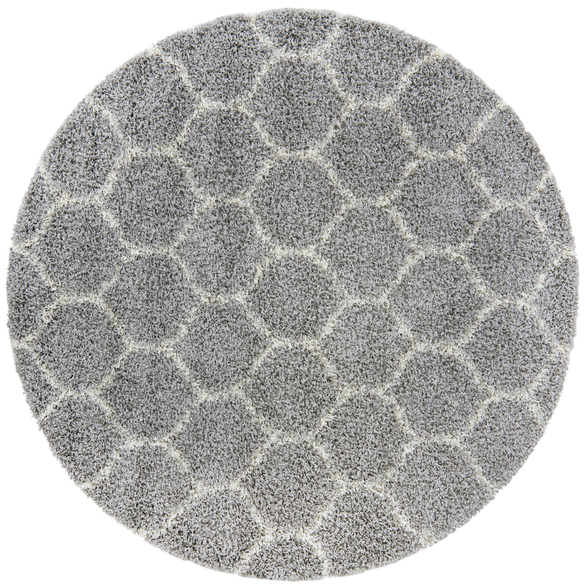 6' x 6' Barnett · Lattice Shag Rug, gray and ivory