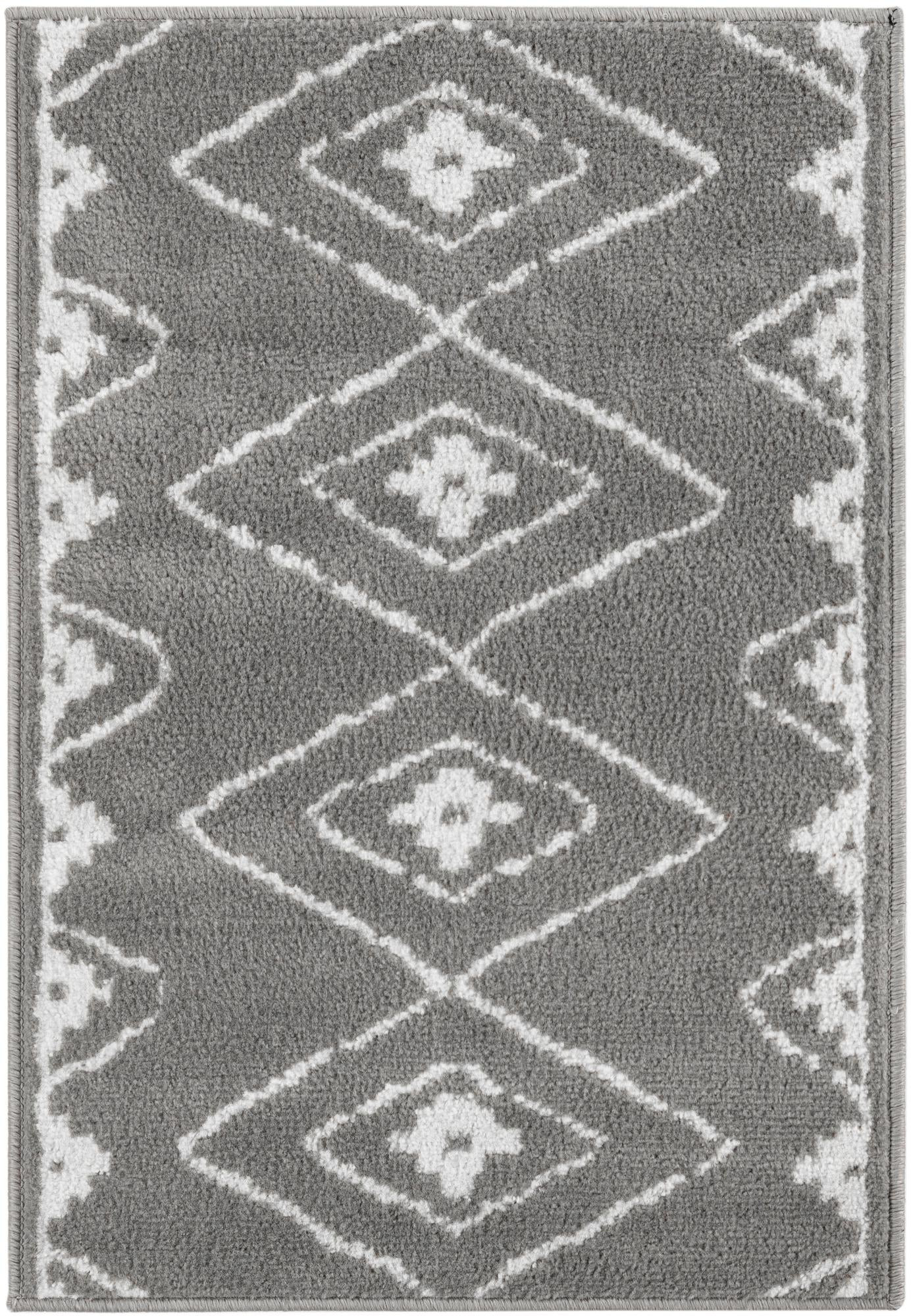 2' x 3' Sumac · Diamond rug, gray
