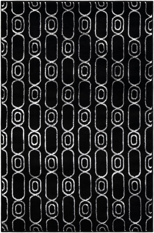 4' x 6' Renwick · Geometric rug, black and silver