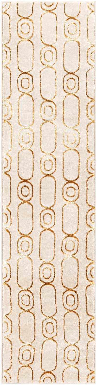 2' x 8' Renwick · Geometric rug, white and gold