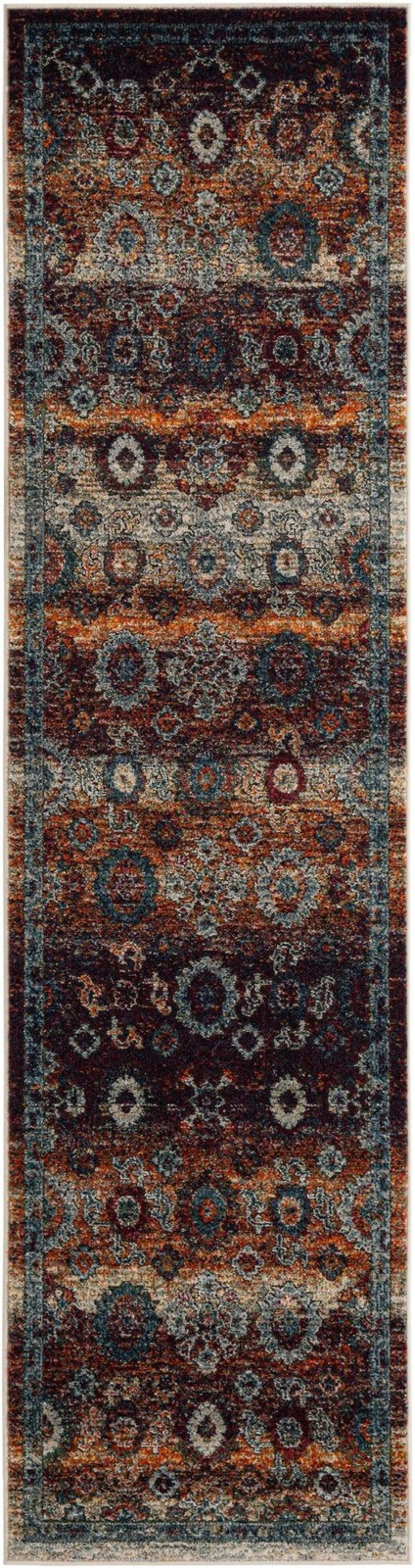 2' 7 x 10' Ukiah · Medallion rug, rust and navy