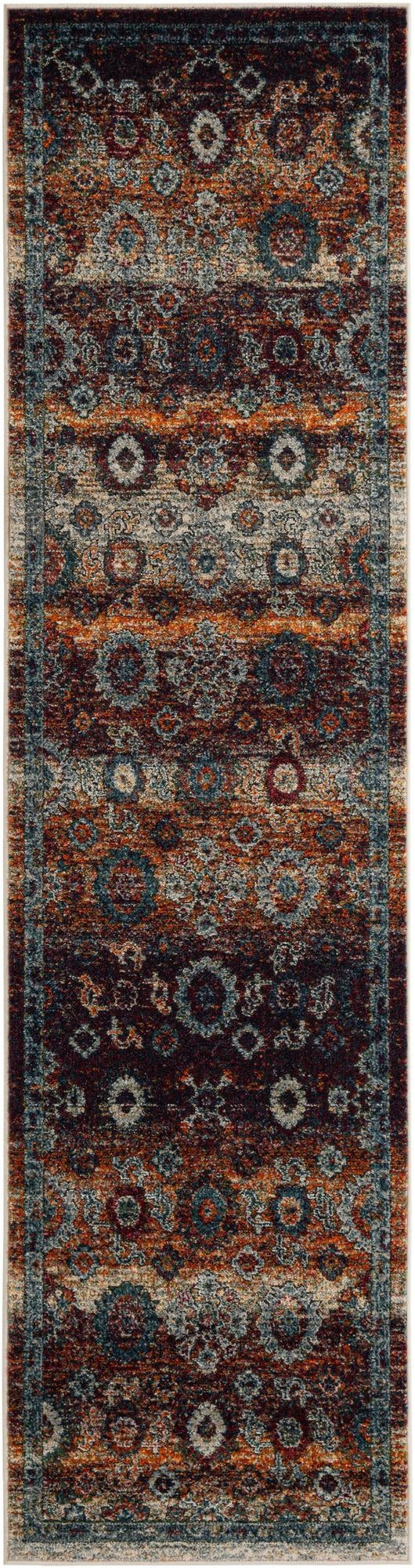 2' 7 x 10' Ukiah · Medallion rug, rust and navy