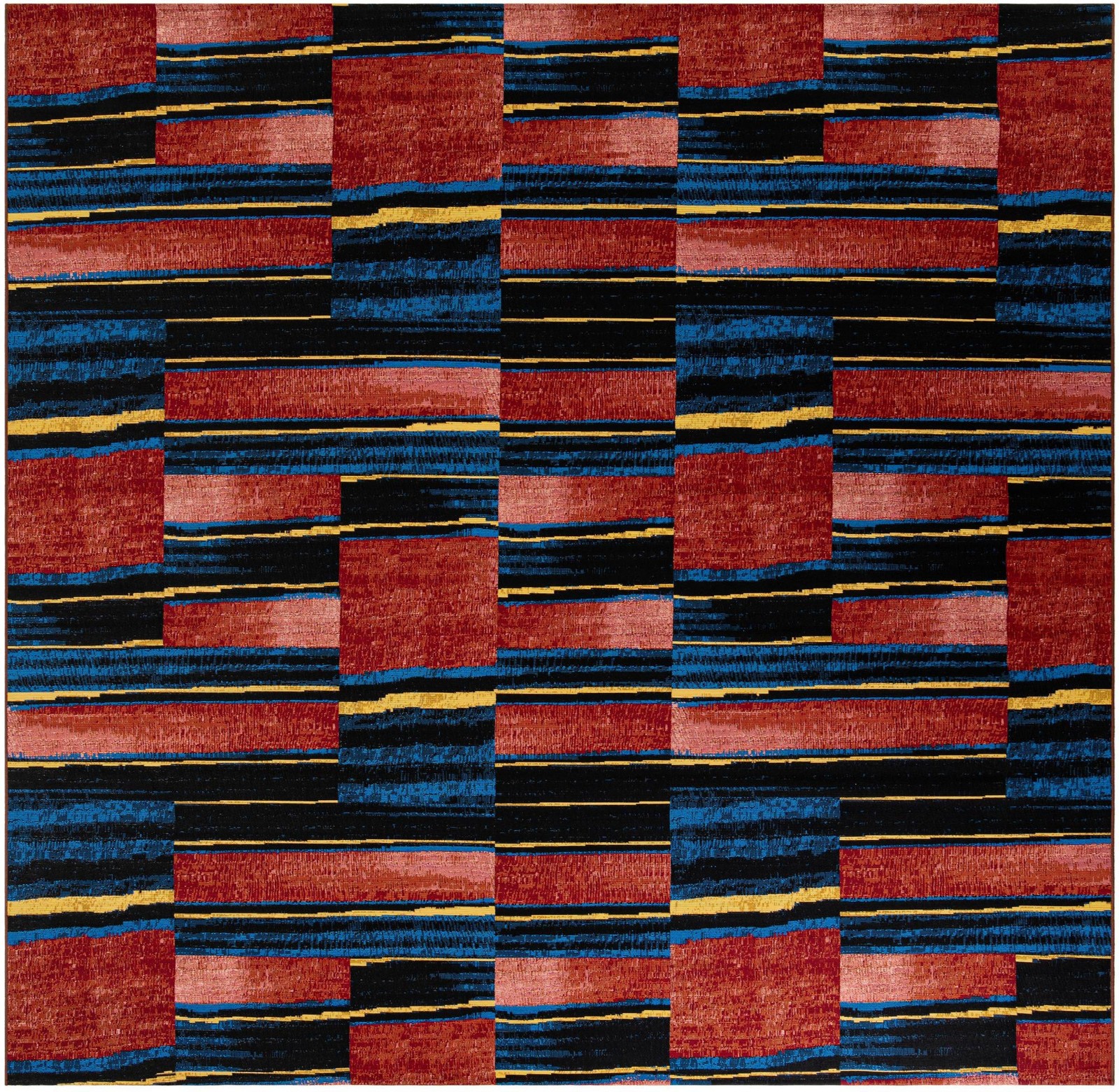 10' x 10' Conley · Abstract striped Outdoor Rug, red and black