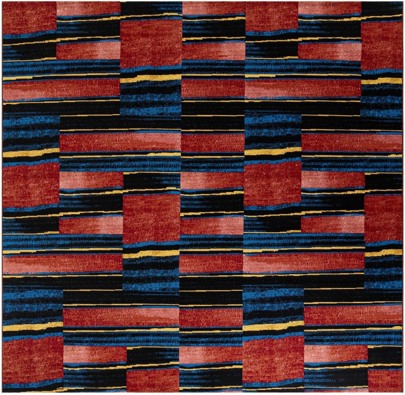 10' x 10' Conley · Abstract striped Outdoor Rug, red and black