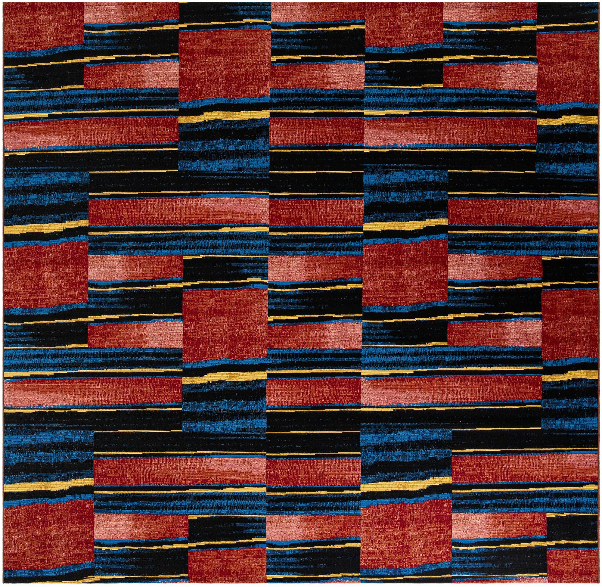 10' x 10' Conley · Abstract striped Outdoor Rug, red and black
