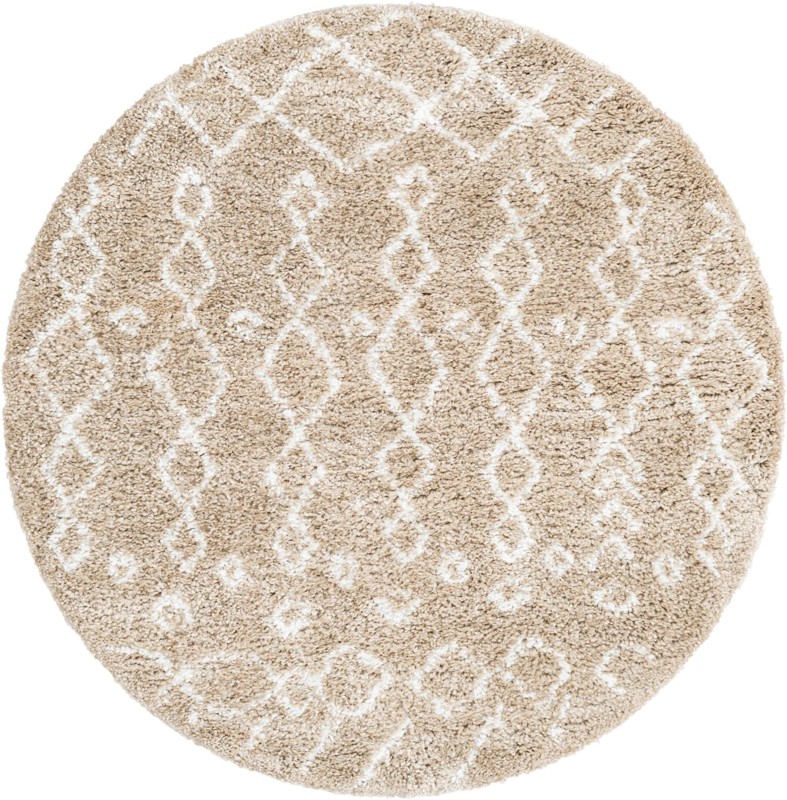 5' x 5' Jameson · Diamond shag rug, taupe and ivory