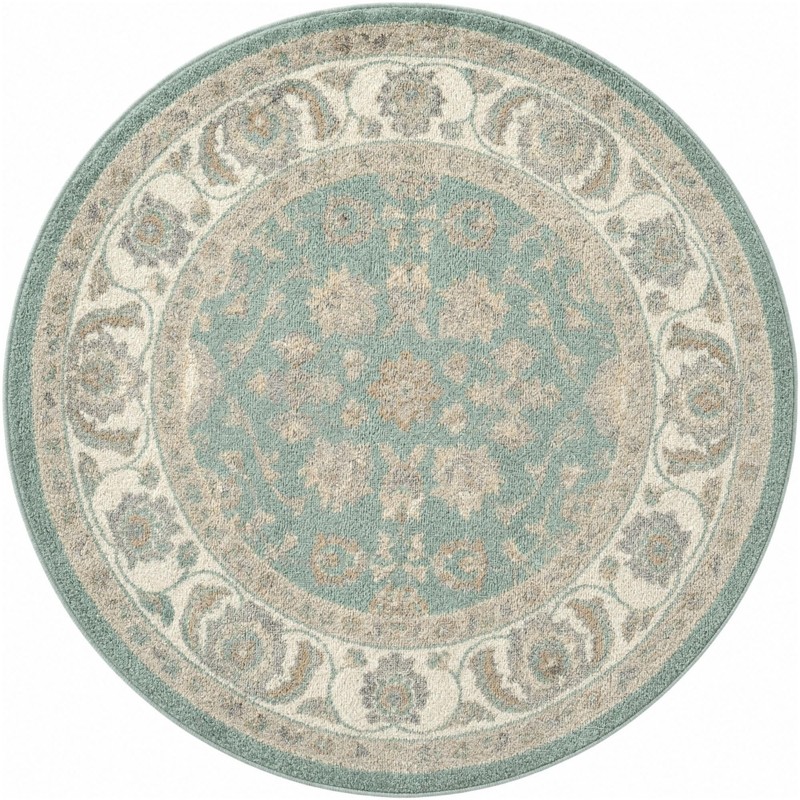 4' x 4' Aspen · Border rug, aqua