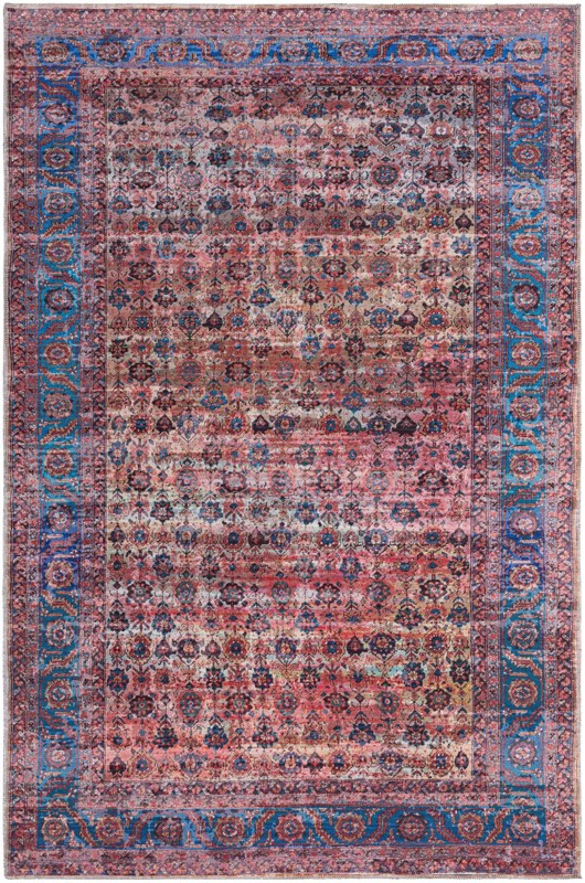 6' x 9' Croft · Persian Washable Rug, antique pink and blue