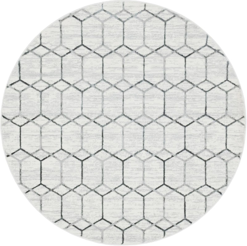5' x 5' Babcock · Geometric rug, white