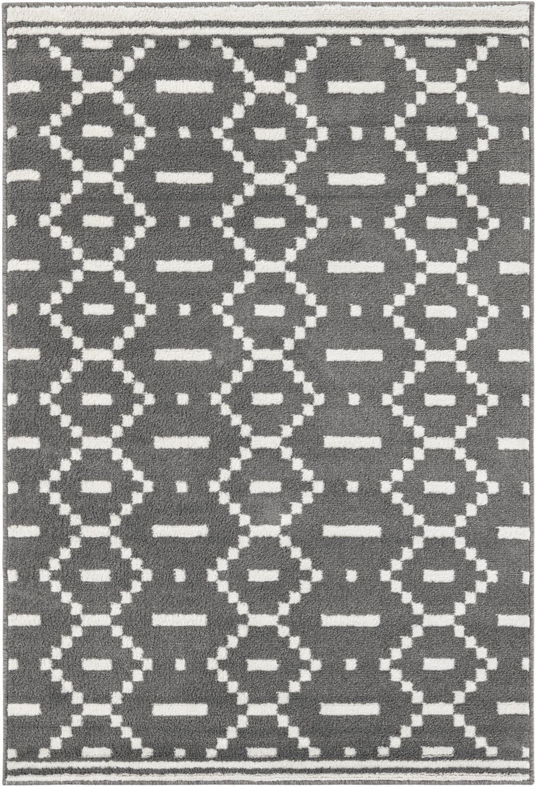 4' x 6' Rankin · Geometric rug, gray and ivory