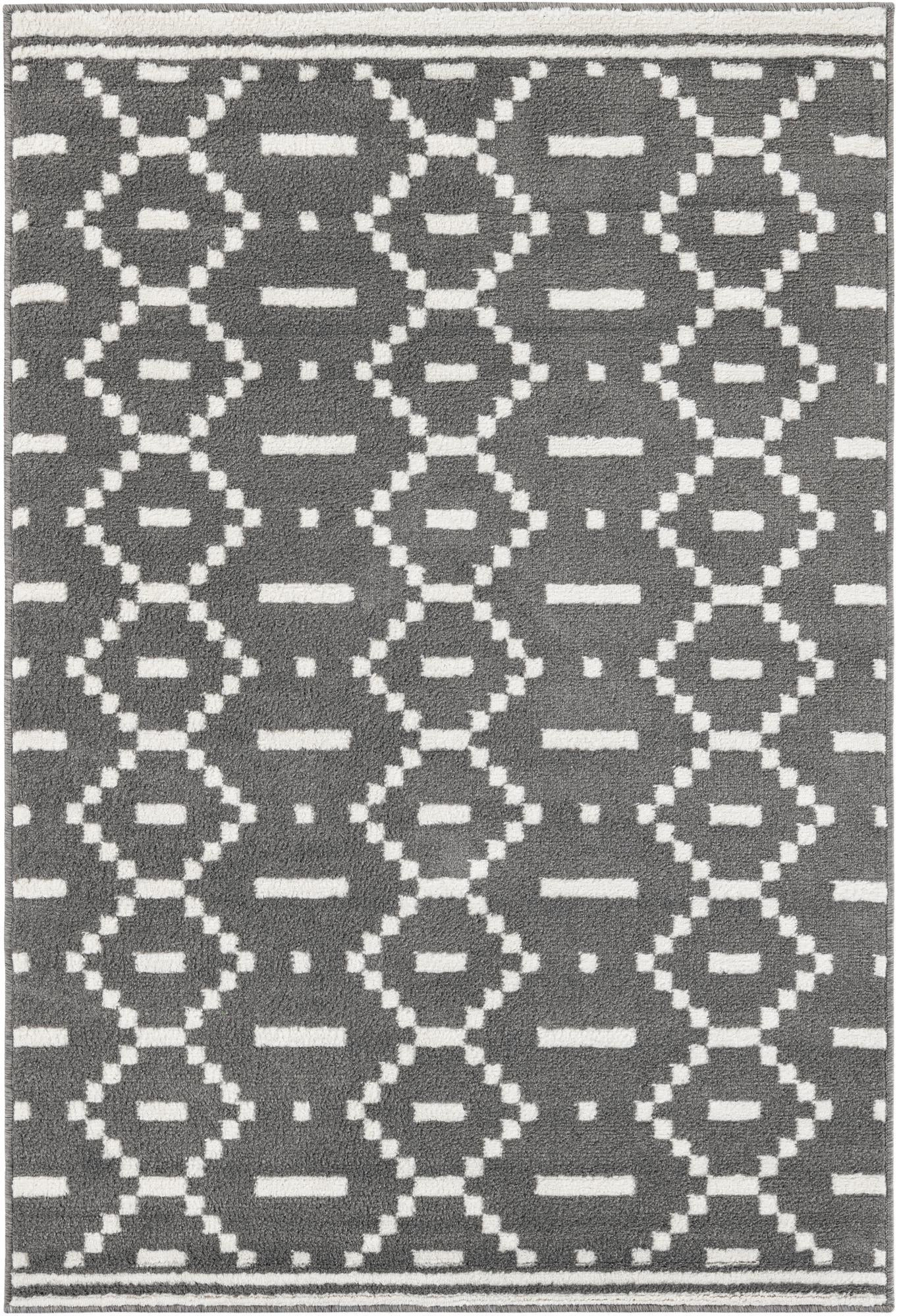 4' x 6' Rankin · Geometric rug, gray and ivory
