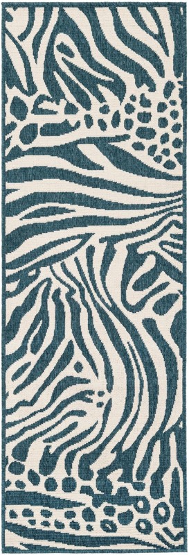 Whittier · Animal print Outdoor Rug, navy blue and ivory