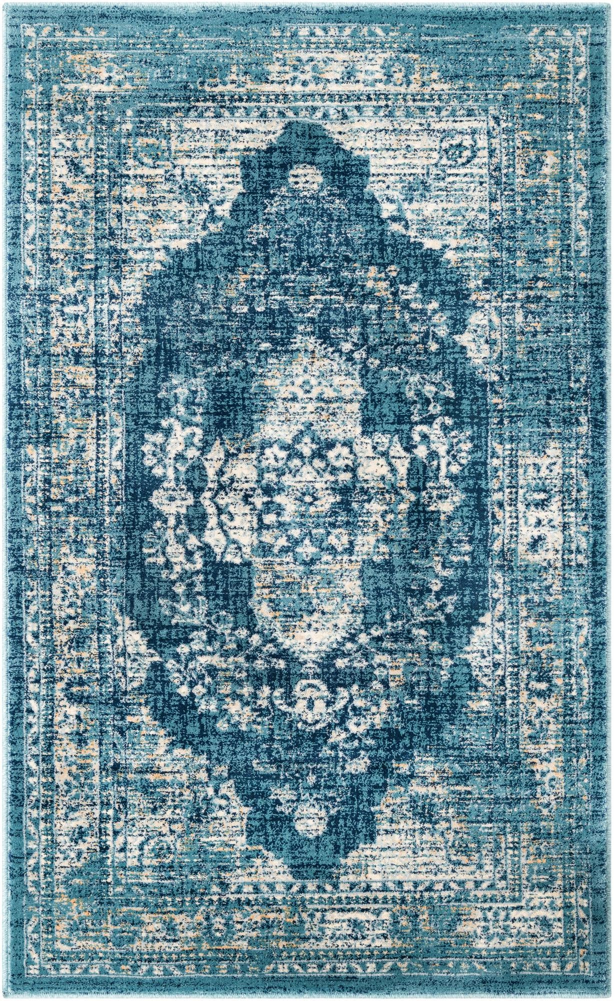 3' 3 x 5' 3 Fanshawe · Medallion rug, navy and beige