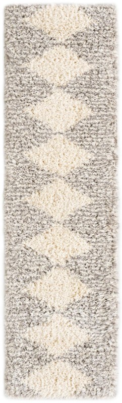 2' 7 x 10' Carlton · Diamond shag rug, gray and cream
