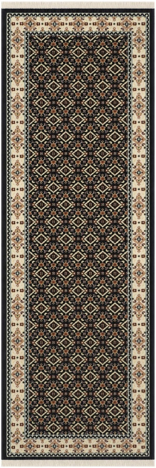 2' x 6' Fenton · Geometric lattice rug, navy and ivory