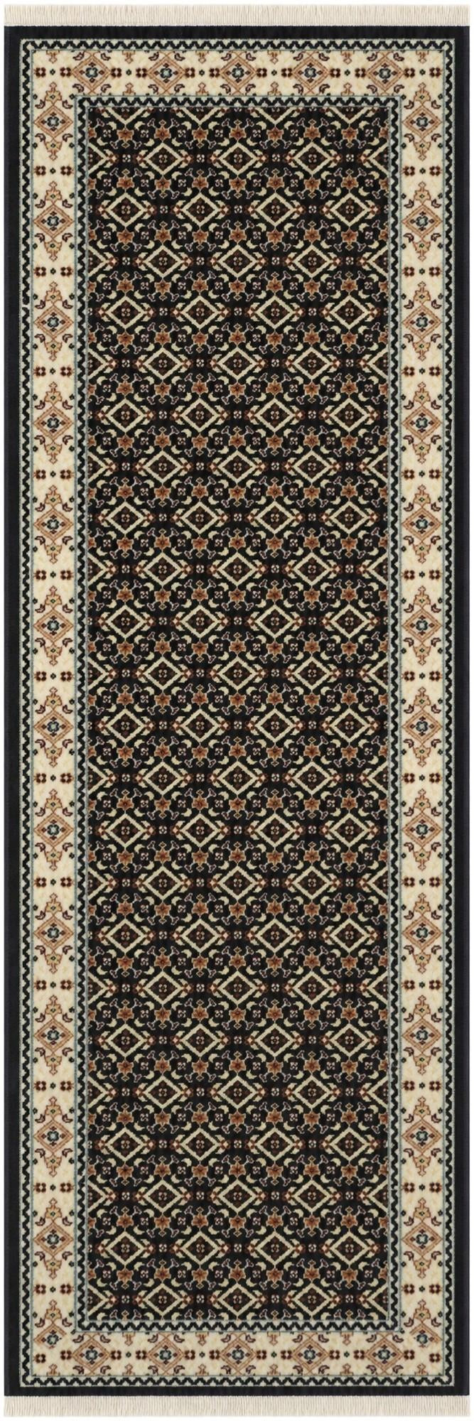2' x 6' Fenton · Geometric lattice rug, navy and ivory