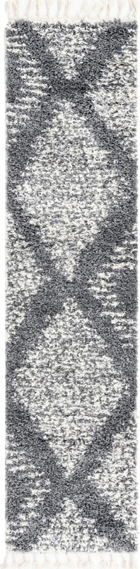 2' x 8' Cobble · Diamond Shag Rug, gray