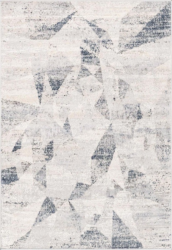 Alden · Abstract geometric rug, gray and blue