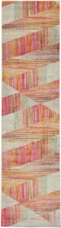 2' 7 x 10' Armitage · Abstract geometric rug, pink and orange
