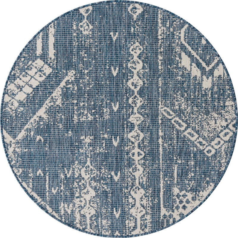 4' x 4' Wildman · Geometric Outdoor Rug, blue
