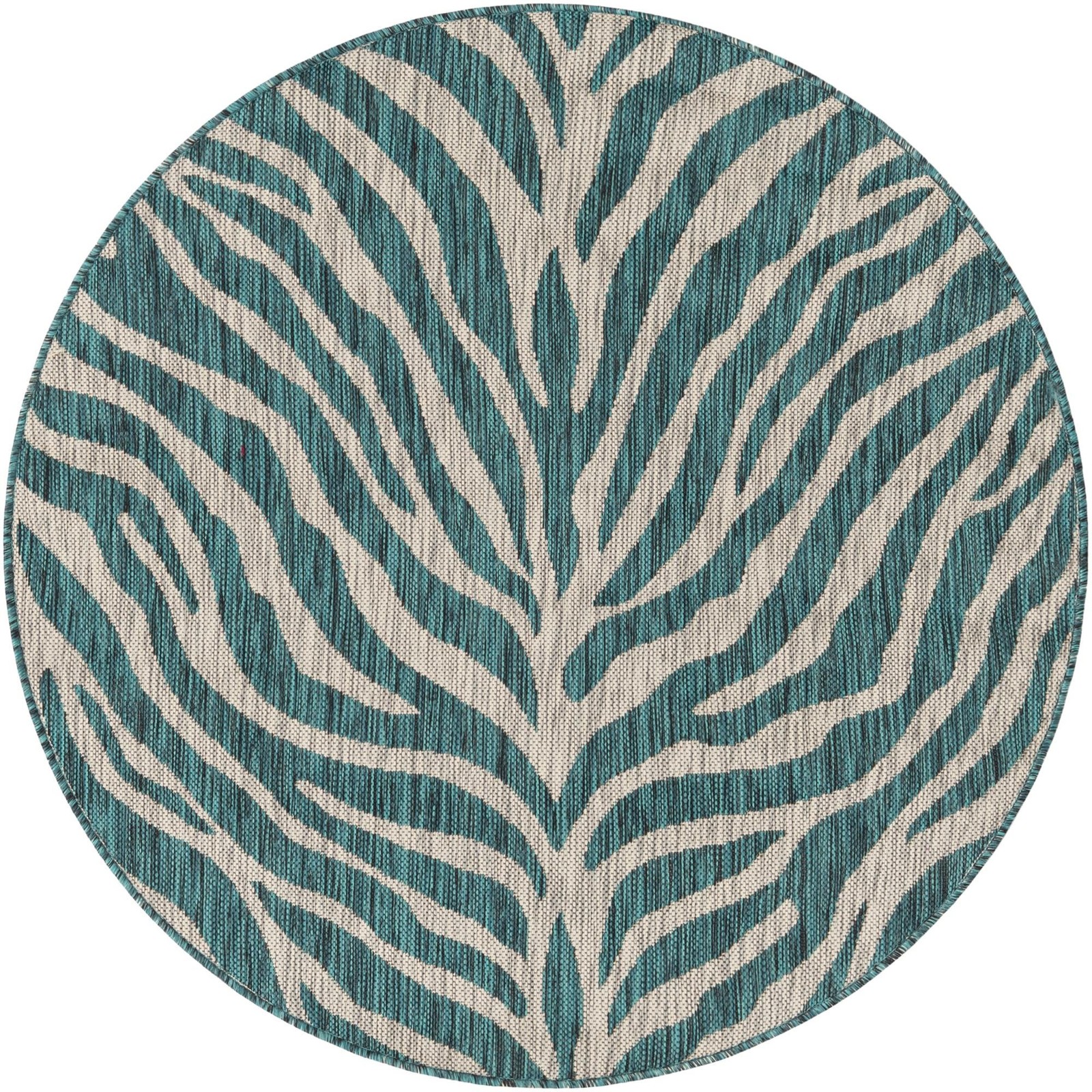 4' x 4' Abney · Zebra Outdoor Rug, teal