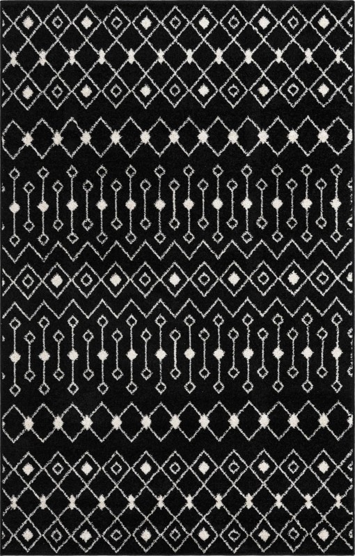 5' 3 x 8' Boswell · Geometric trellis rug, black and white