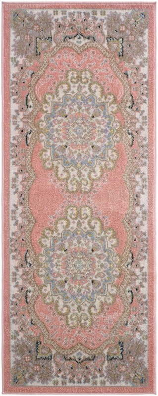 Candlelight · Border Washable Rug, rose pink