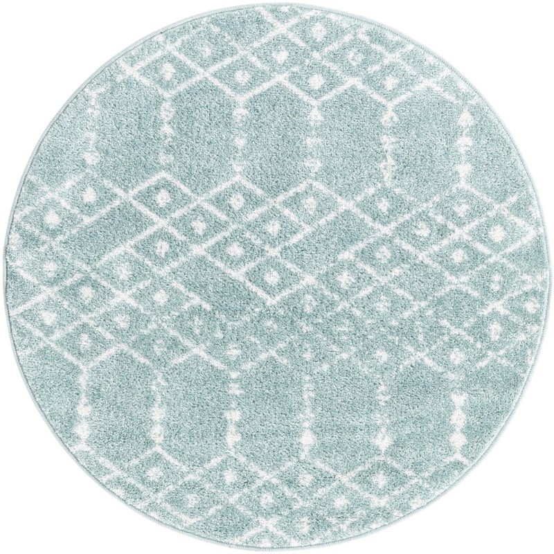3' x 3' Newcomb · Diamond rug, aqua