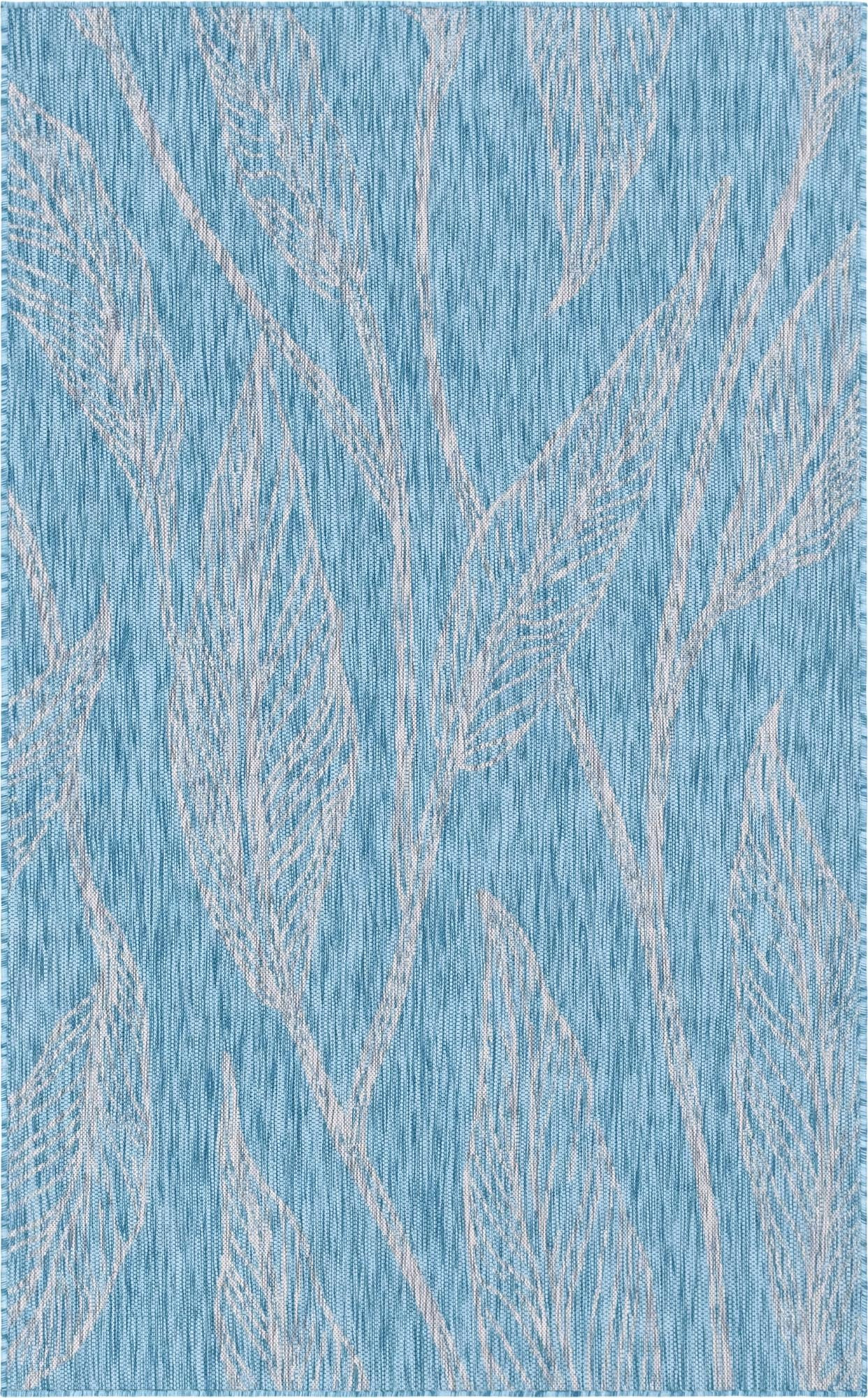 5' 3 x 8' Milton · Floral / botanical Outdoor Rug, aqua