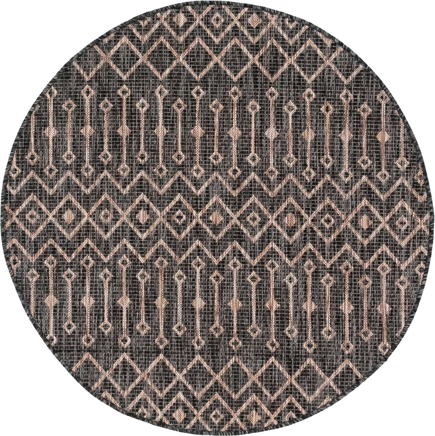 4' x 4' Kearney · Geometric diamond Outdoor Rug, charcoal and natural