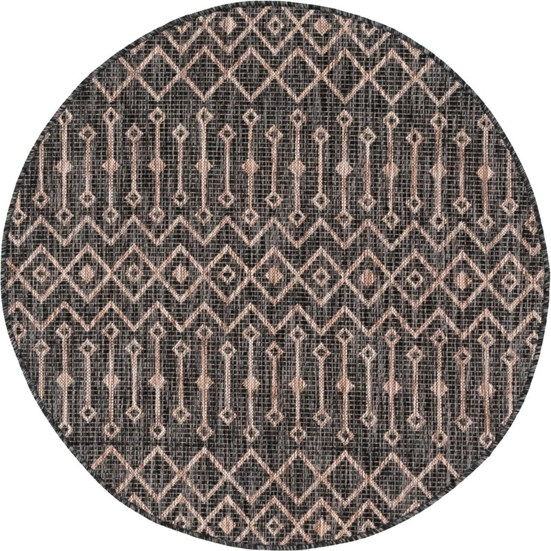 4' x 4' Kearney · Geometric diamond Outdoor Rug, charcoal and natural