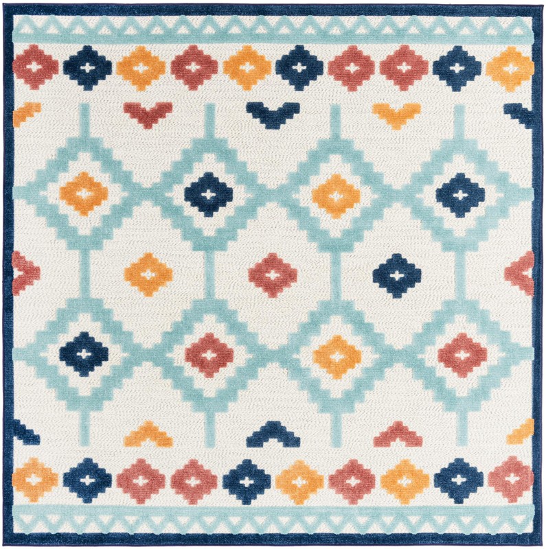 7' 10 x 7' 10 Beale · Border Outdoor Rug, ivory