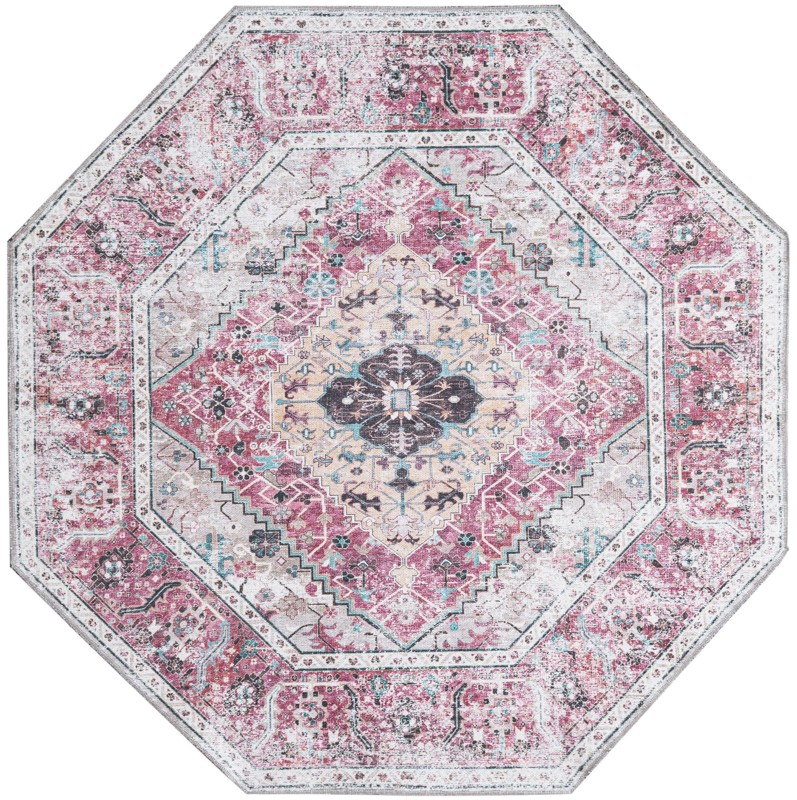 5' 3 x 5' 3 Trillium · Medallion Washable Rug, coral and ivory