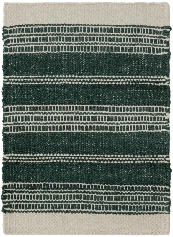 Galway · Striped Wool Rug, hunter green and ivory