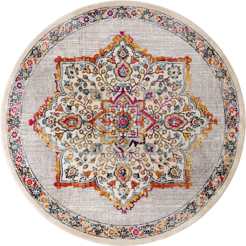 5' x 5' Innes · Medallion rug, ivory and multicolor