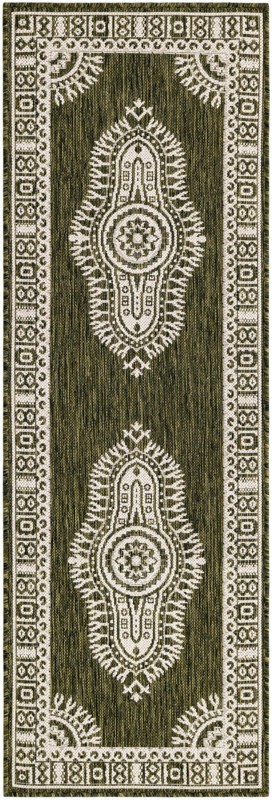 2' x 6' Bainbridge · Border Outdoor Rug, green