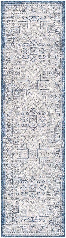 2' x 8' Estuary · Border Outdoor Rug, blue