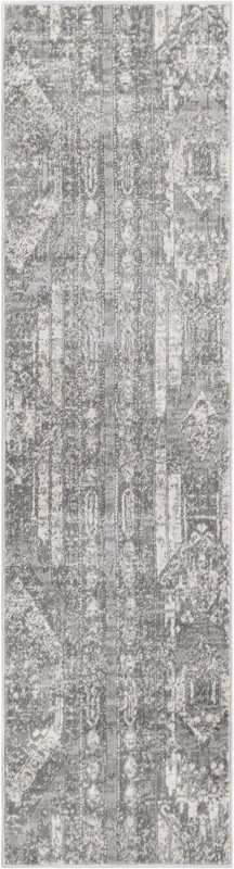 2' x 8' Cardinal · Tribal striped rug, gray and cream