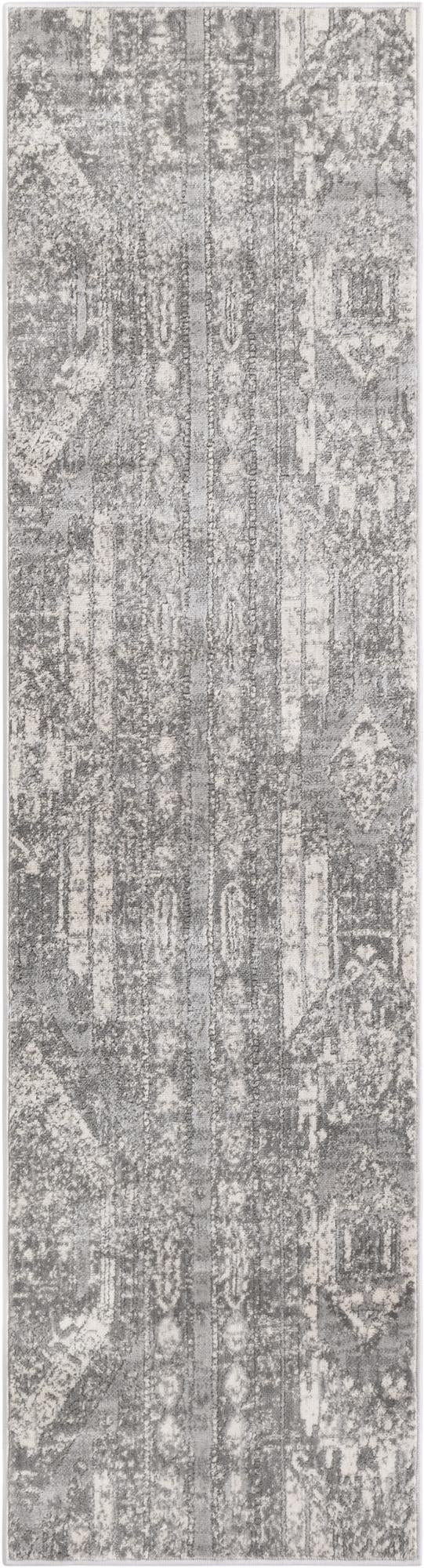 2' x 8' Cardinal · Tribal striped rug, gray and cream