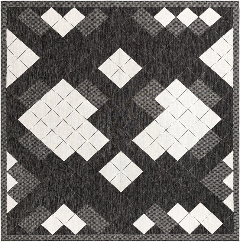 Keaton · Border Outdoor Rug, black and white