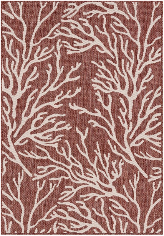 4' x 6' Northfield · Floral / botanical Outdoor Rug, rust red