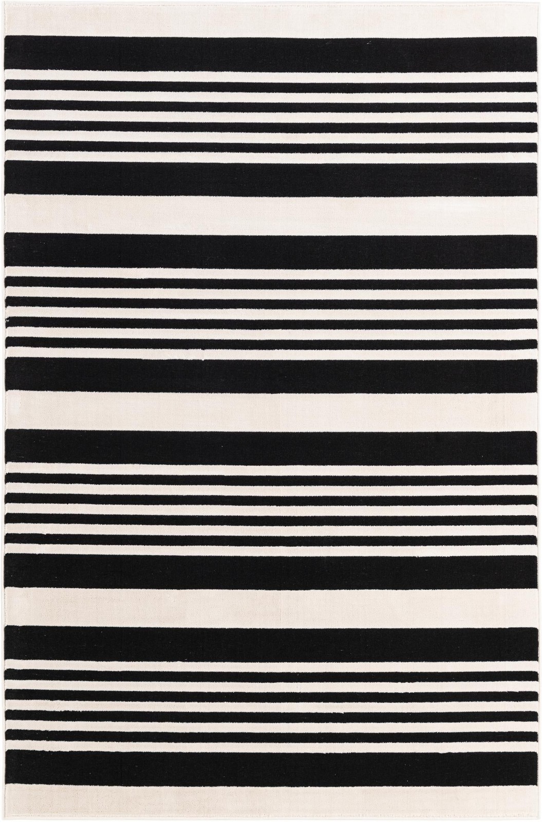 4' 5 x 6' Fern · Striped rug, black and white