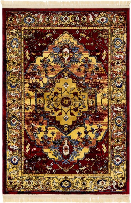 4' x 6' Rhoda · Border rug, red