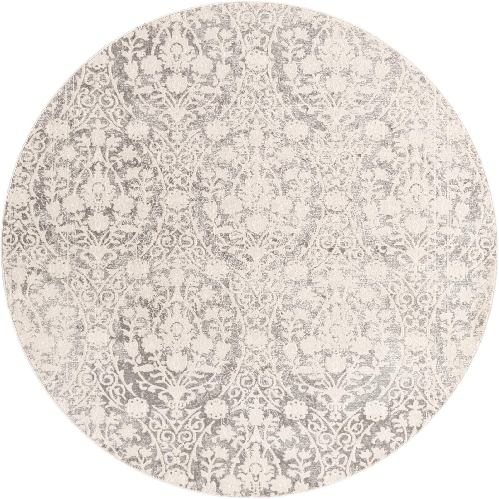 6' x 6' Marrow · Damask rug, light gray and ivory
