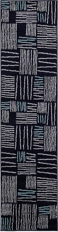 2' x 8' Snowberry · Abstract rug, navy blue