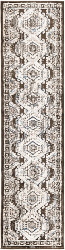 2' x 8' Harmon · Border rug, gray