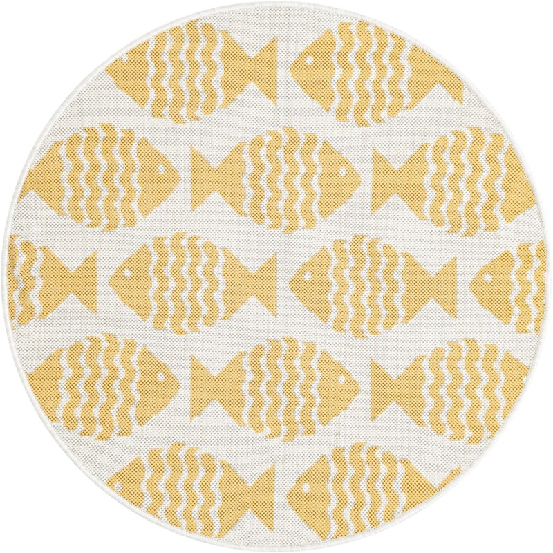 3' 1 x 3' 1 Beresford · Pictoral Outdoor Rug, yellow